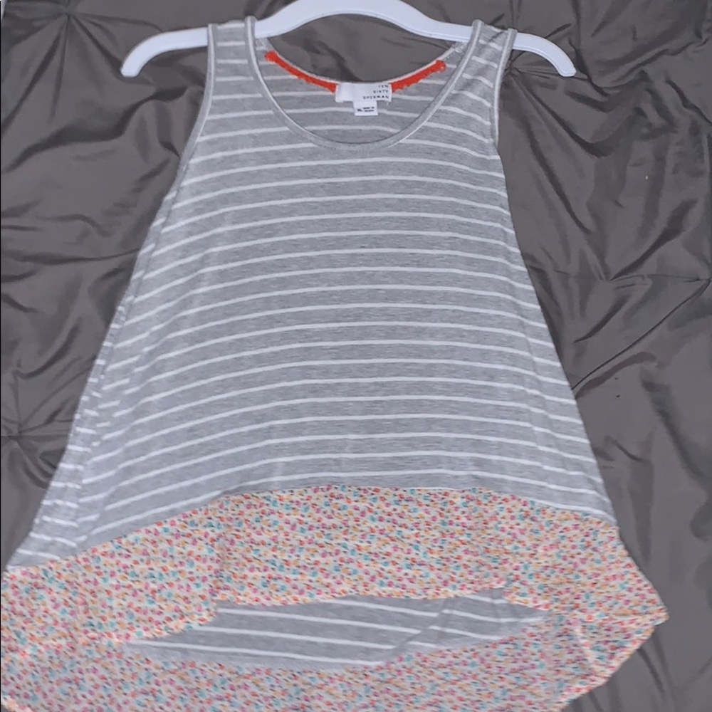 tank top, grey and white striped